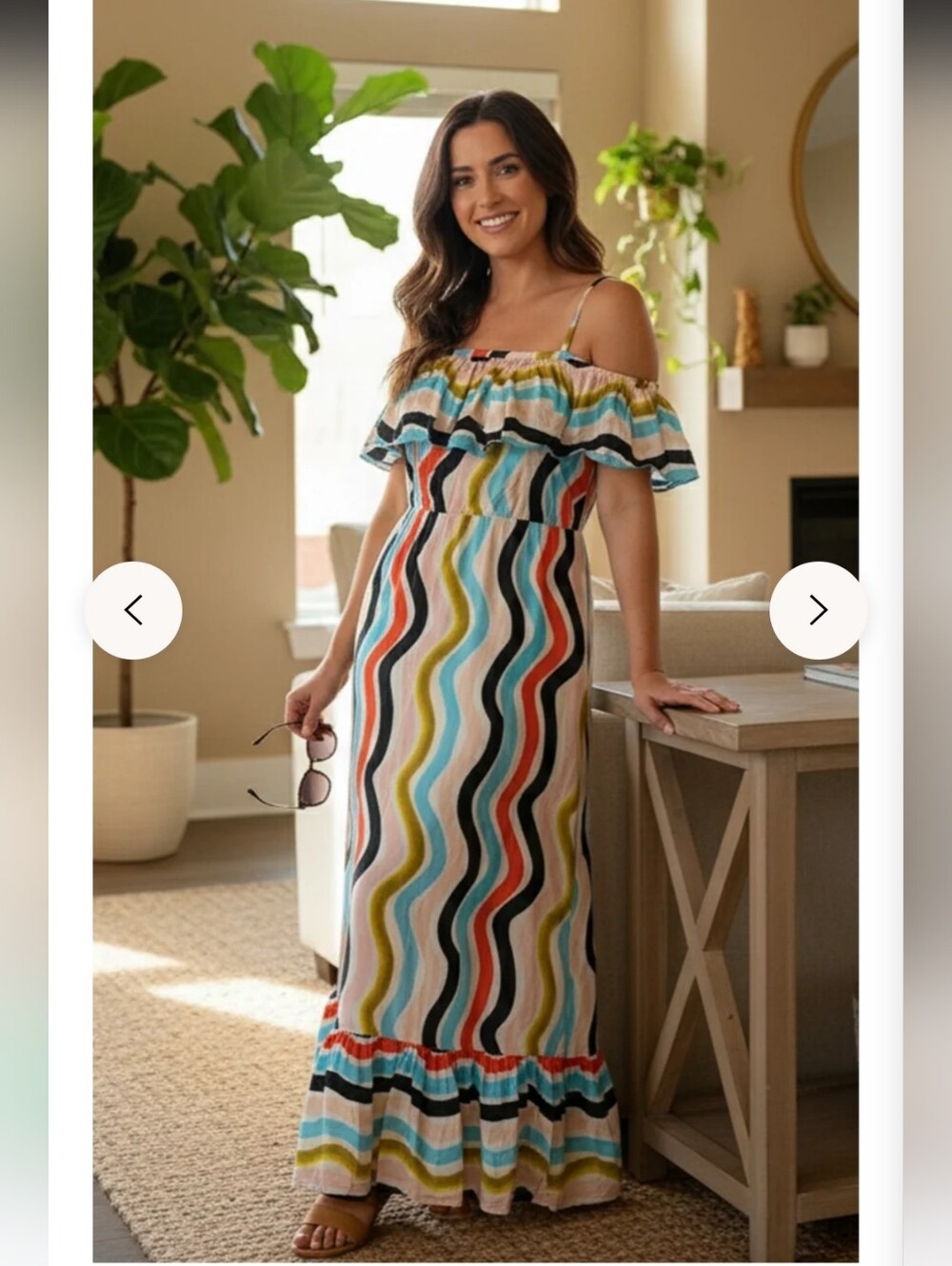 Striped Multicolor Ruffle Maxi Dress - Women - Picture 5 of 9